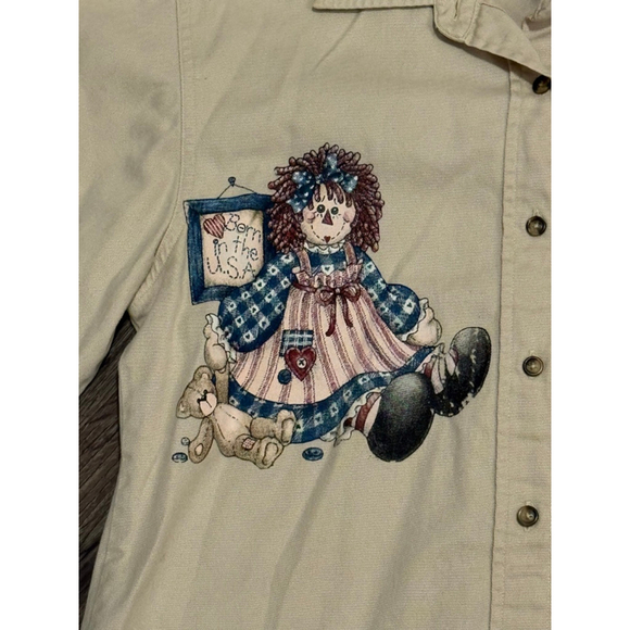 Vtg Luna Pier Women’s Patriotic Raggedy Ann Embroidered Button Down Shirt Sz M - Picture 7 of 8